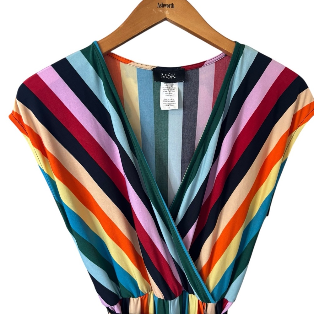 MSK Multicolor Vertical Stripe Tie-Waist Sleeveless Jumpsuit - Picture 4 of 8